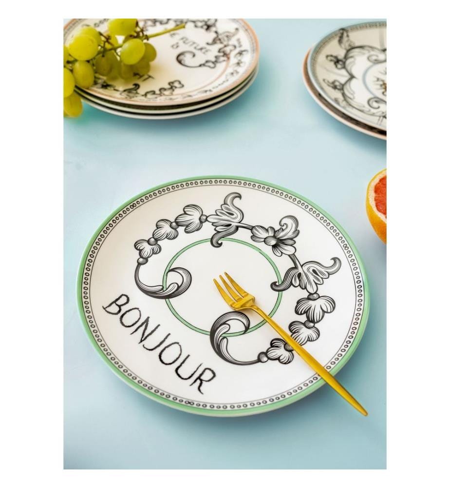 Dessert Plate Set, 6 Pieces, Multicolor, 100% PORCELAIN