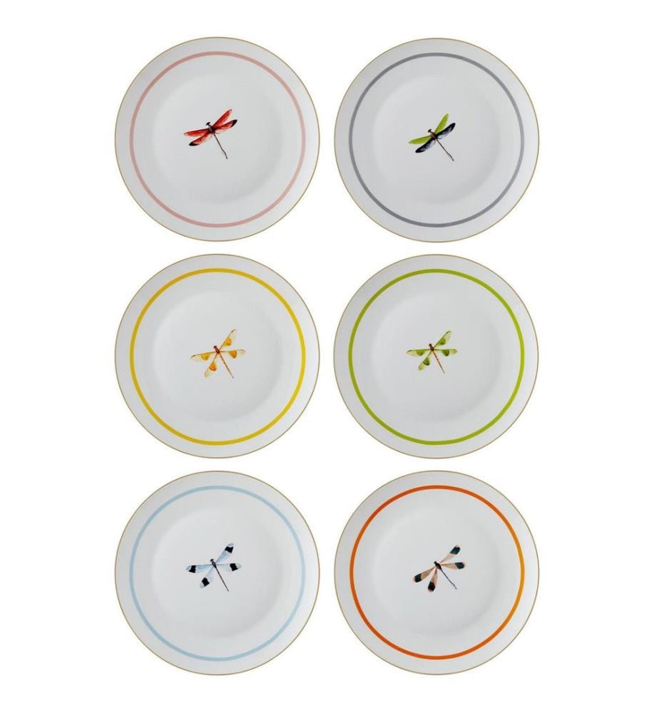 Service Plate Set, 6 Pieces, Multicolor, 100% PORCELAIN
