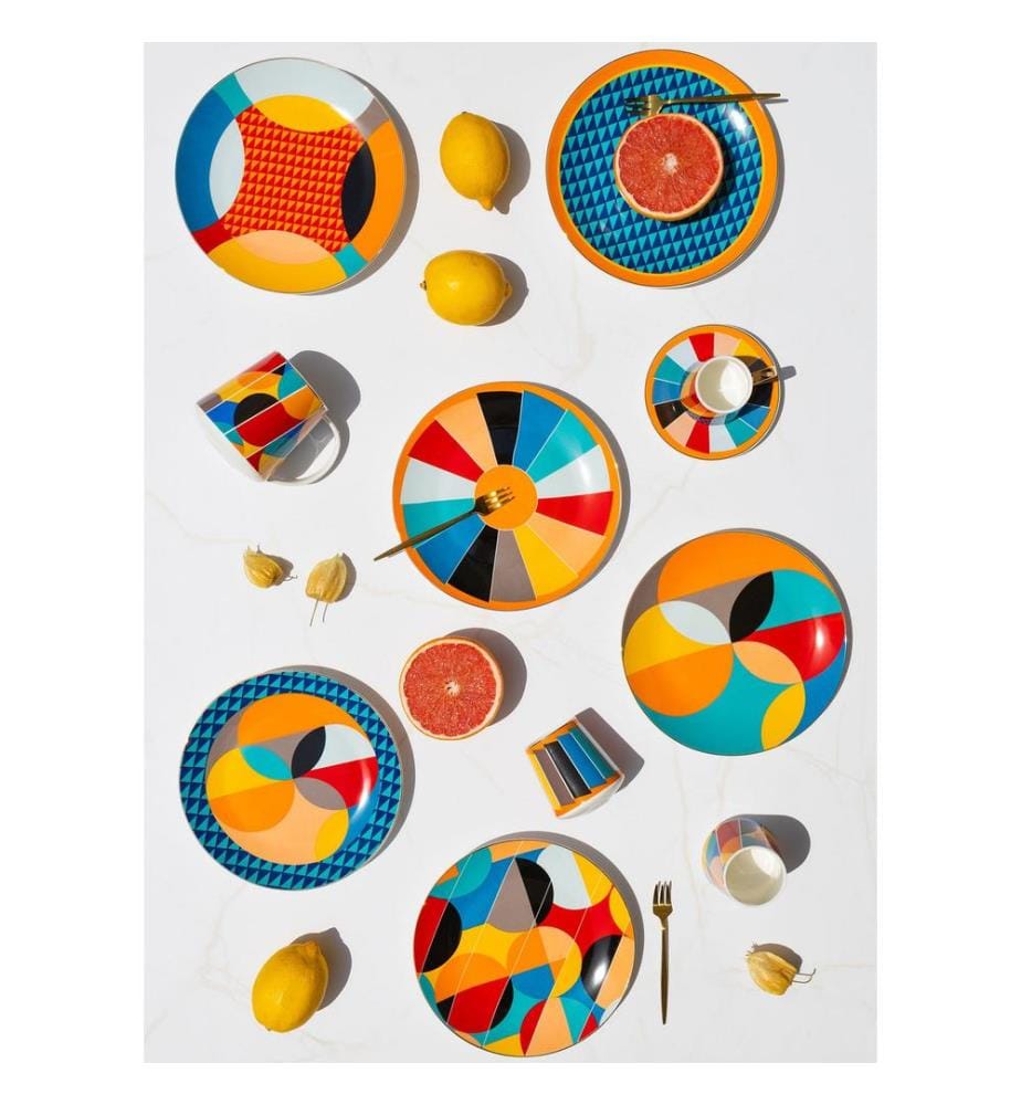 Dessert Plate Set, 6 Pieces, Multicolor, 100% PORCELAIN