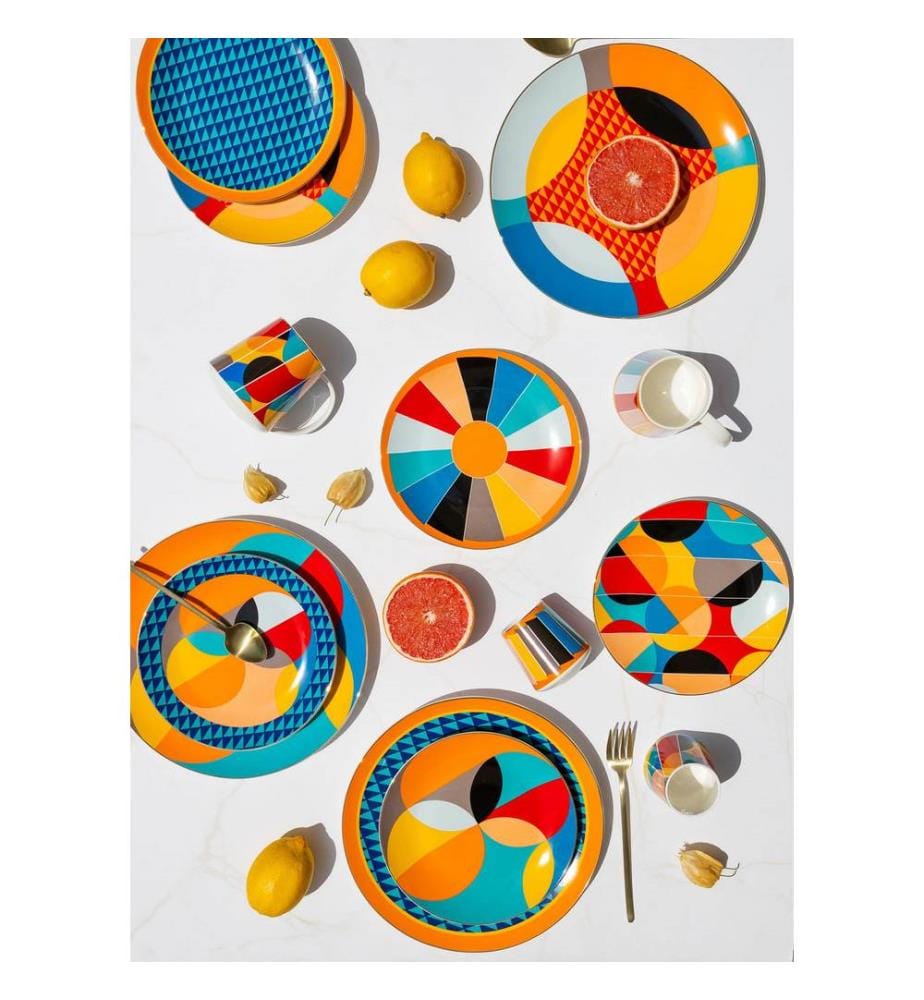 Dessert Plate Set, 6 Pieces, Multicolor, 100% PORCELAIN