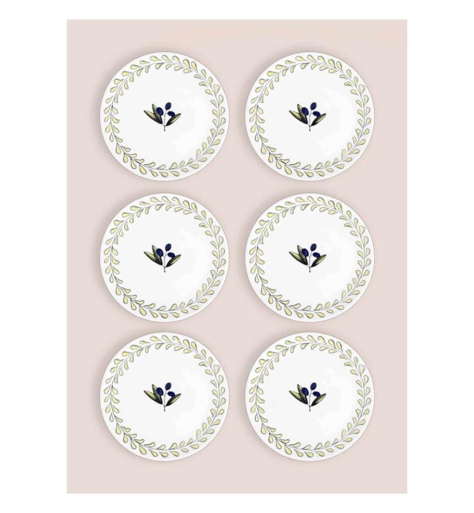 Dessert Plate Set, 6 Pieces, Multicolor, 100% CERAMIC