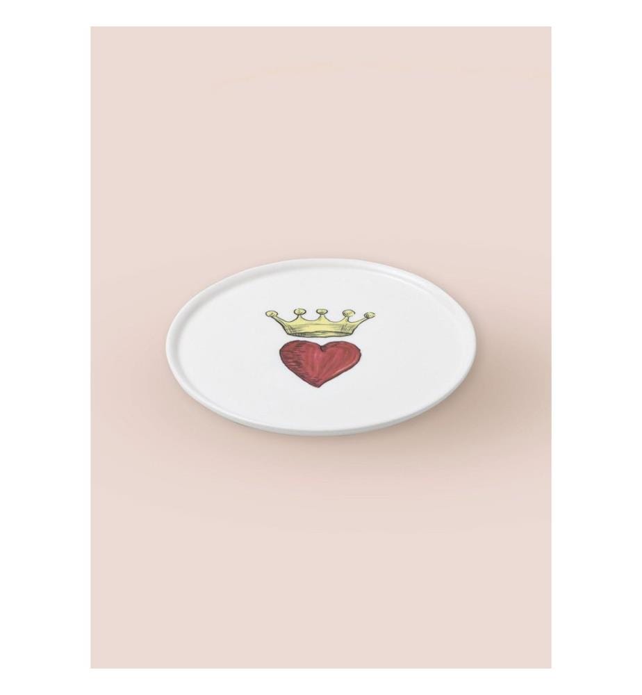 Dessert Plate Set, 6 Pieces, White, Red, Yellow, 100% CERAMIC