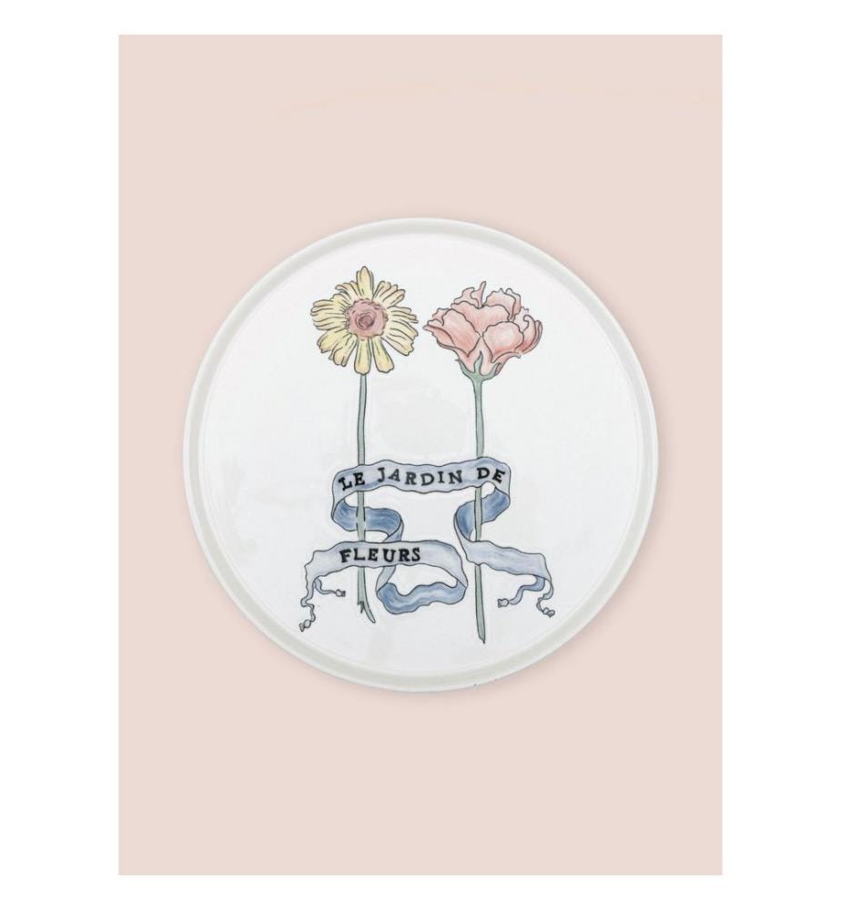 Service Plate Set, 6 Pieces, White, Red, Green, Yellow, Blue, 100% CERAMIC