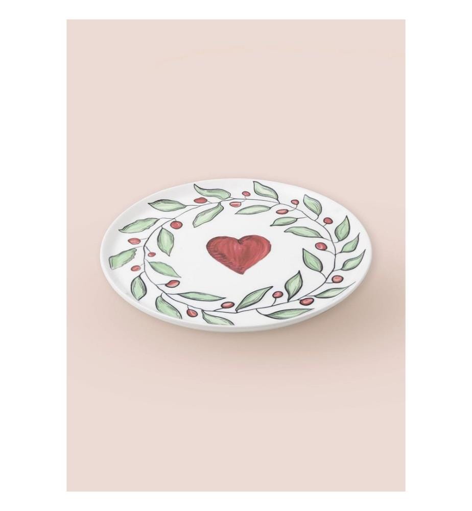 Service Plate Set, 6 Pieces, White, Red, Green, 100% CERAMIC