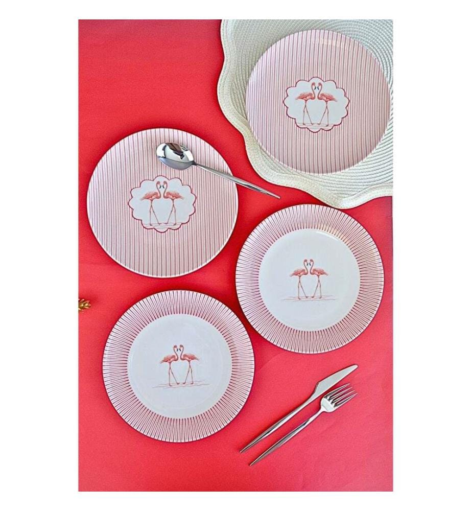 Dessert Plate Set, 4 Pieces, Multicolor, 100% PORCELAIN
