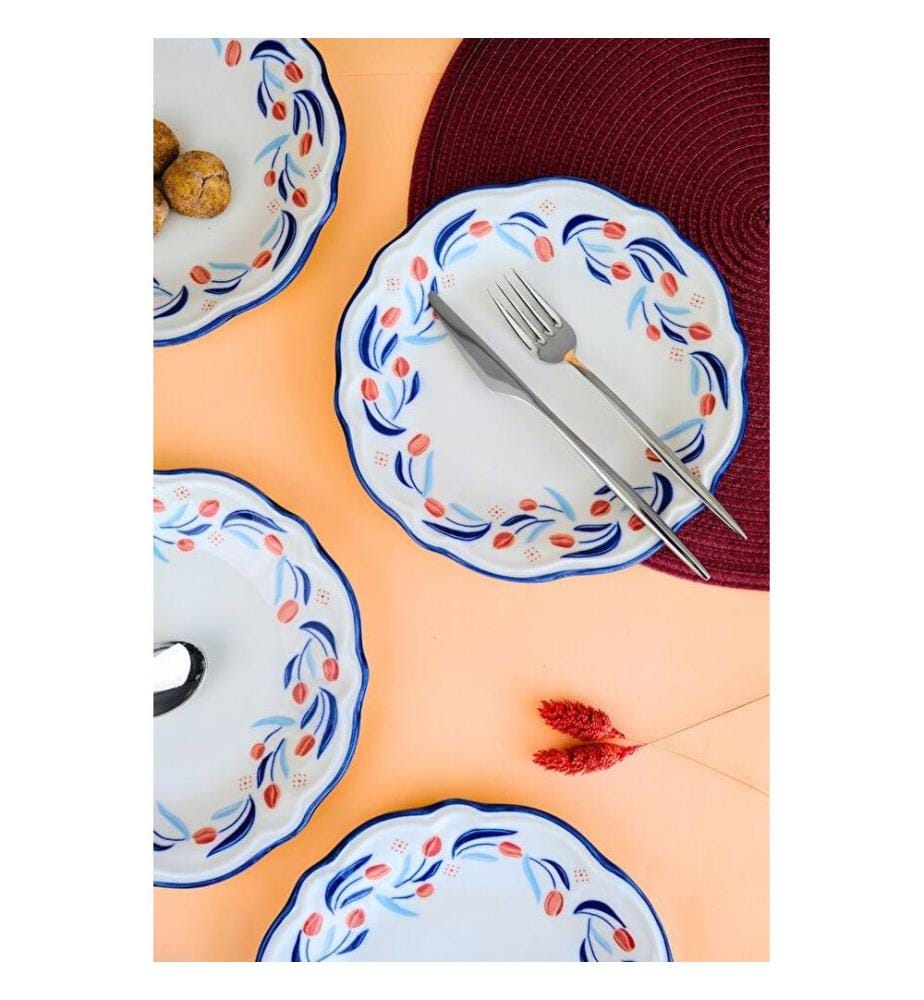 Dessert Plate Set, 4 Pieces, Multicolor, 100% PORCELAIN