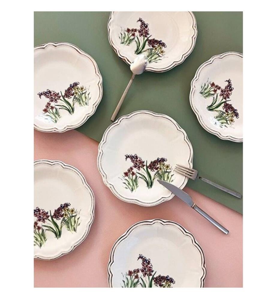 Dessert Plate Set, 6 Pieces, Multicolor, 100% PORCELAIN