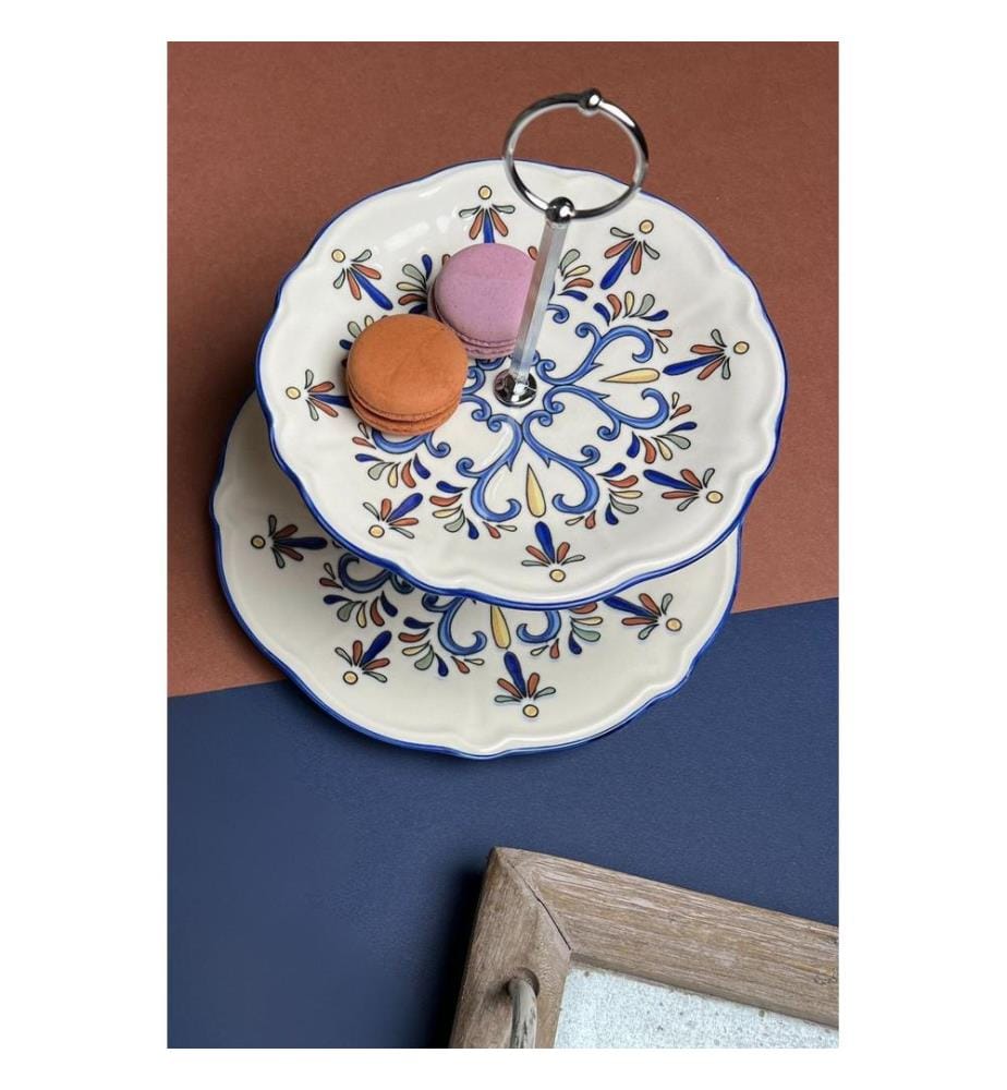 Service Plate Set, 2 Pieces, Multicolor, 100% PORCELAIN