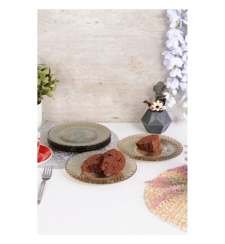 Dessertteller-Set, 6-teilig, Rauchglas, 100% Glas