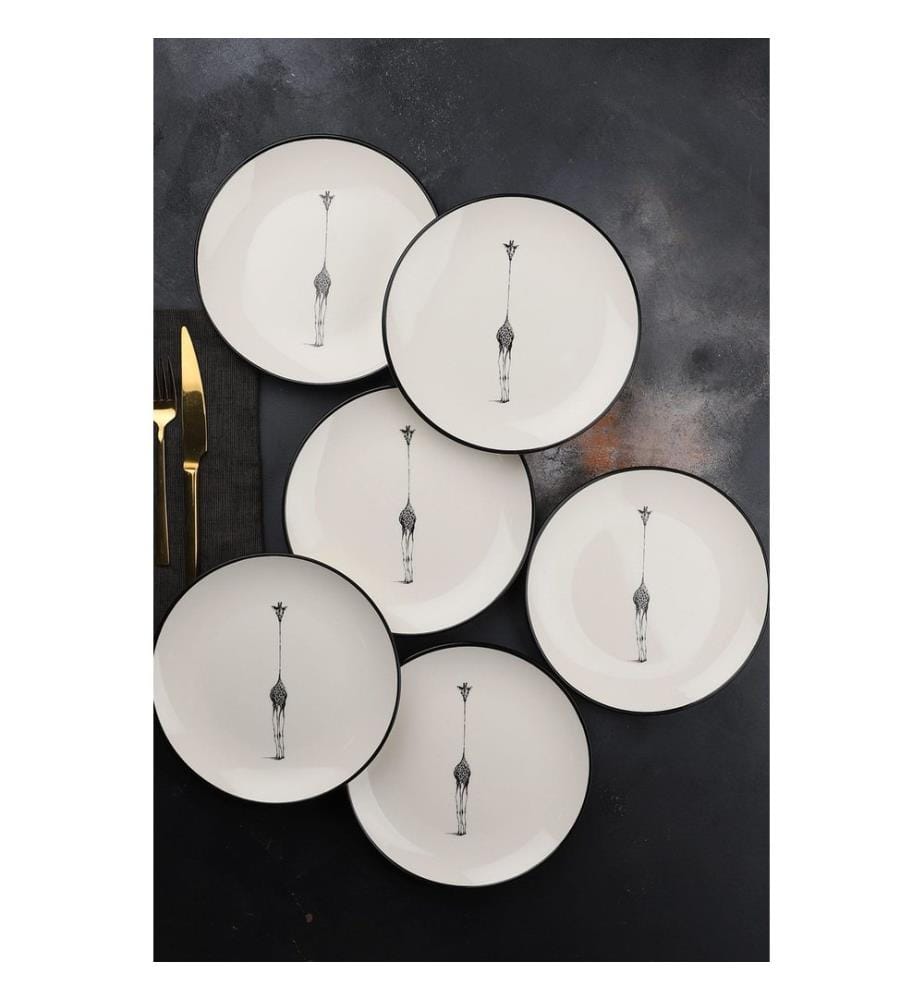 Dessert Plate Set, 6 Pieces, White, 100% PORCELAIN