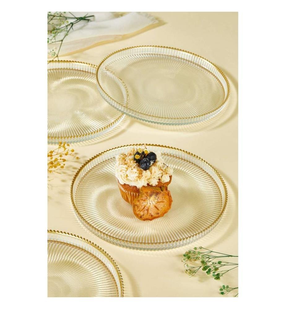 Dessertteller-Set, 6-teilig, transparent, 100 % Glas