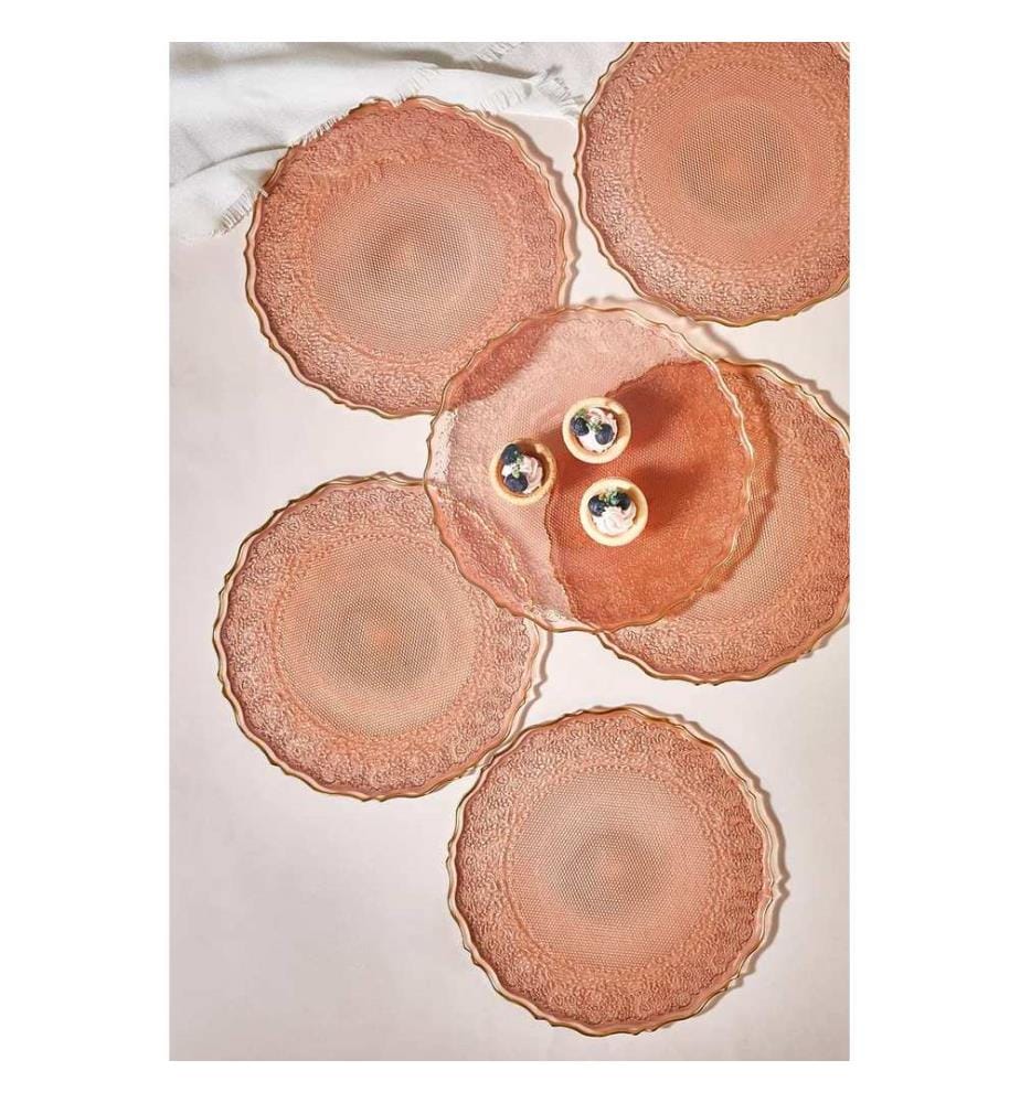 Dessertteller-Set, 6-teilig, Rosa, 100% Glas