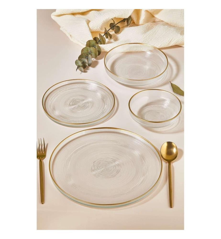Service de table, 24 pièces, transparent, 100% VERRE