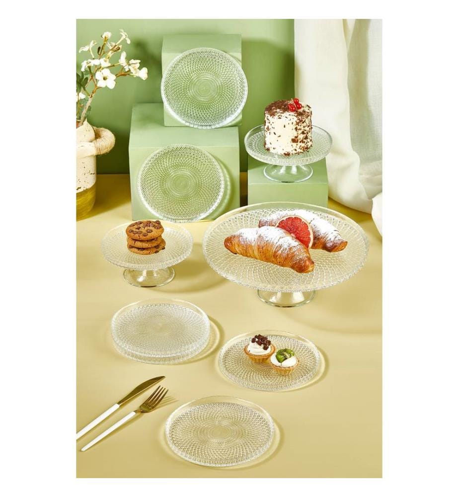 Dessertteller-Set, 9-teilig, transparent, 100 % Glas