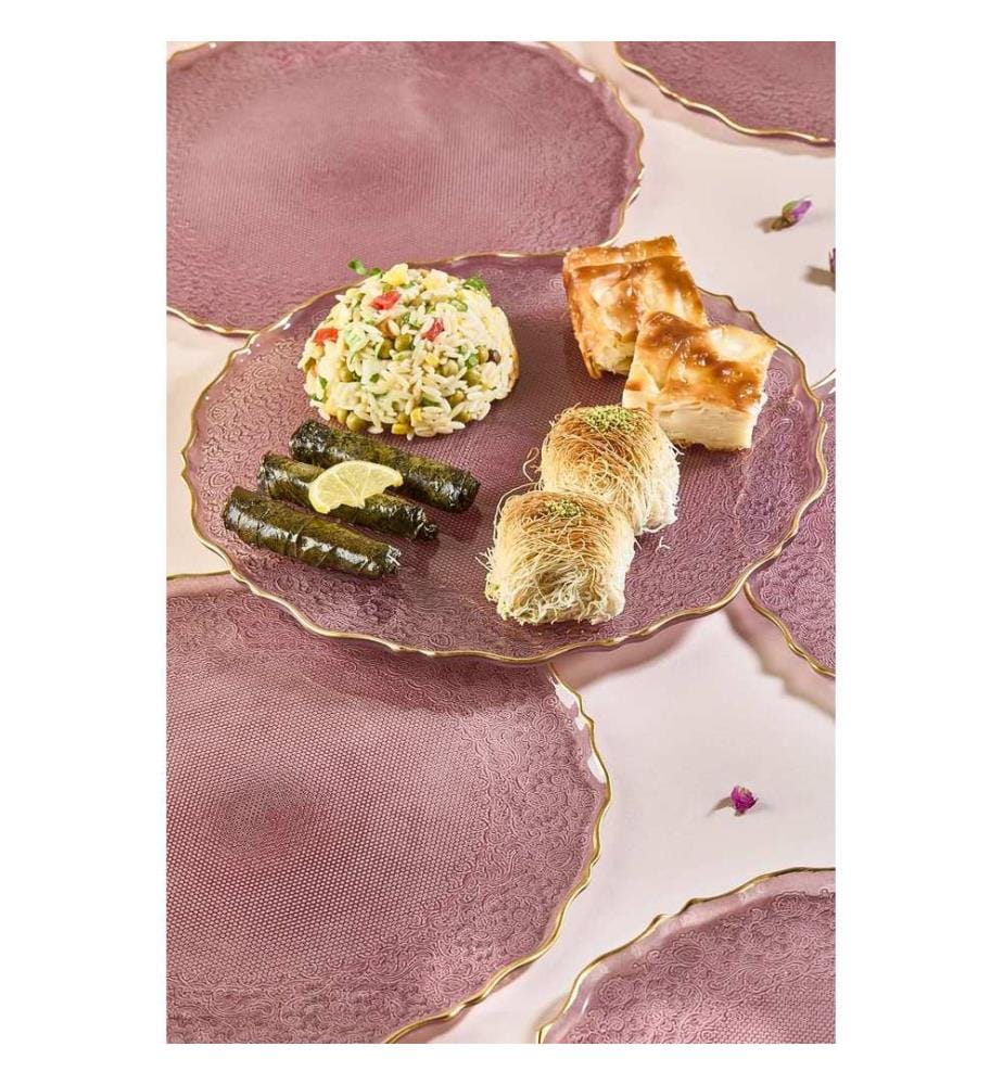 Teller-Set, 6-teilig, Pflaume, 100% Glas