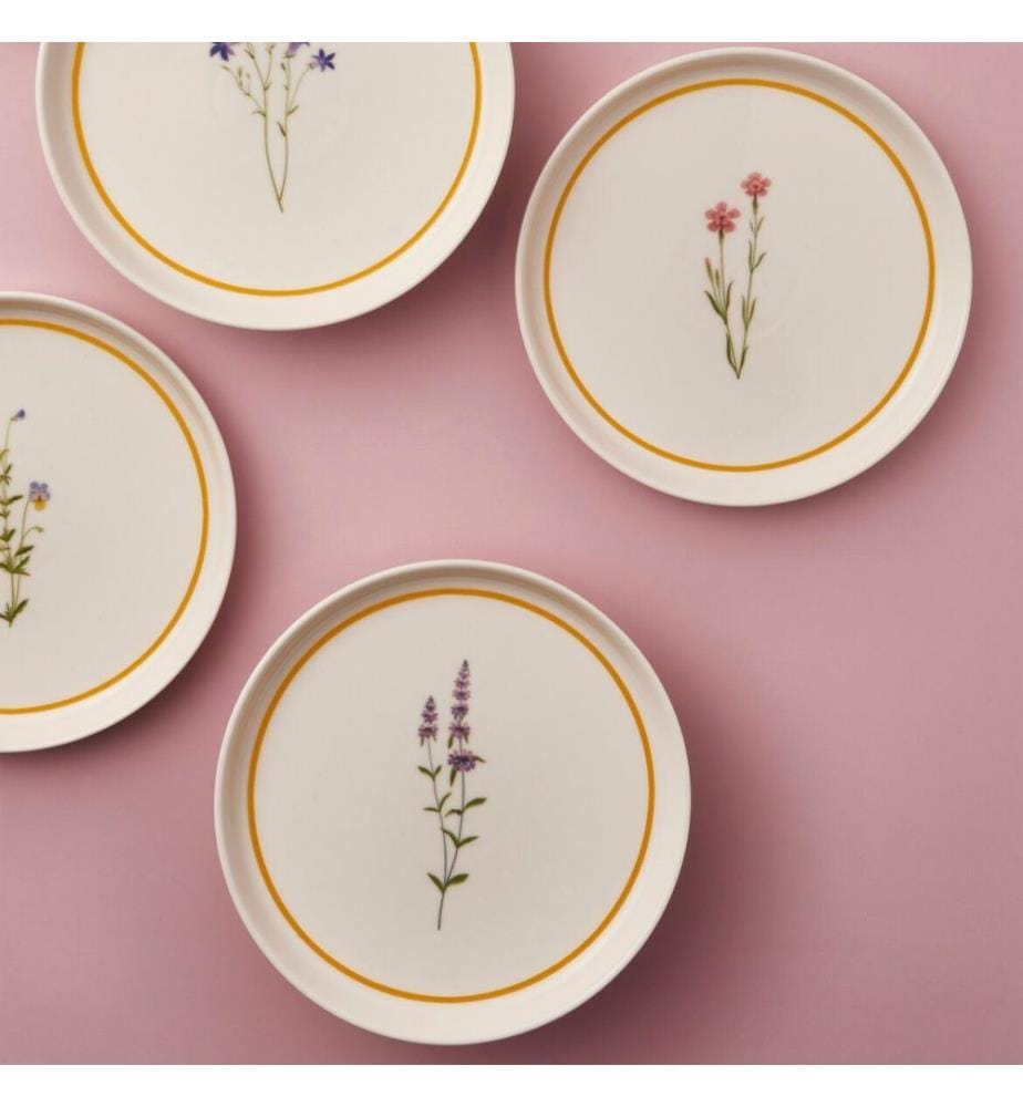 Dessert Plate Set, 6 Pieces, Multicolor, 100% PORCELAIN