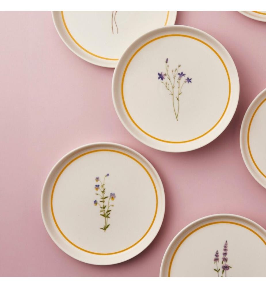 Dessert Plate Set, 6 Pieces, Multicolor, 100% PORCELAIN