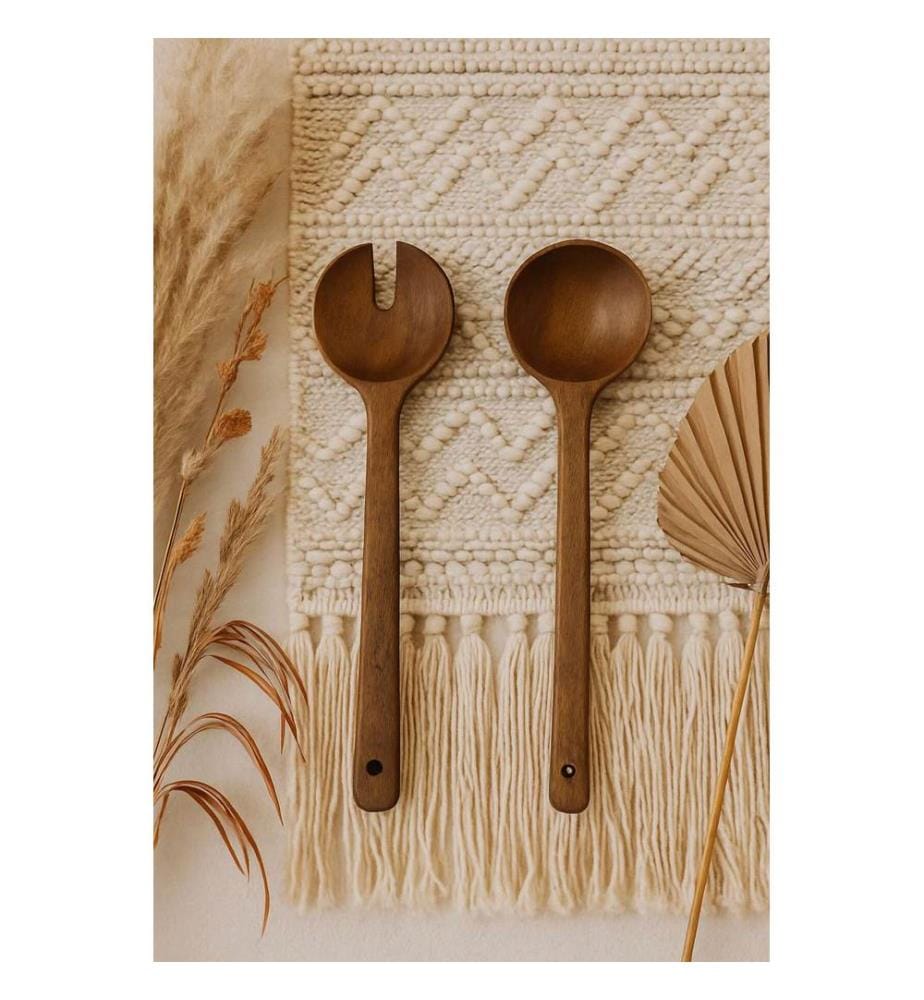Servizio da tavola, 2 pezzi, marrone, 100% legno