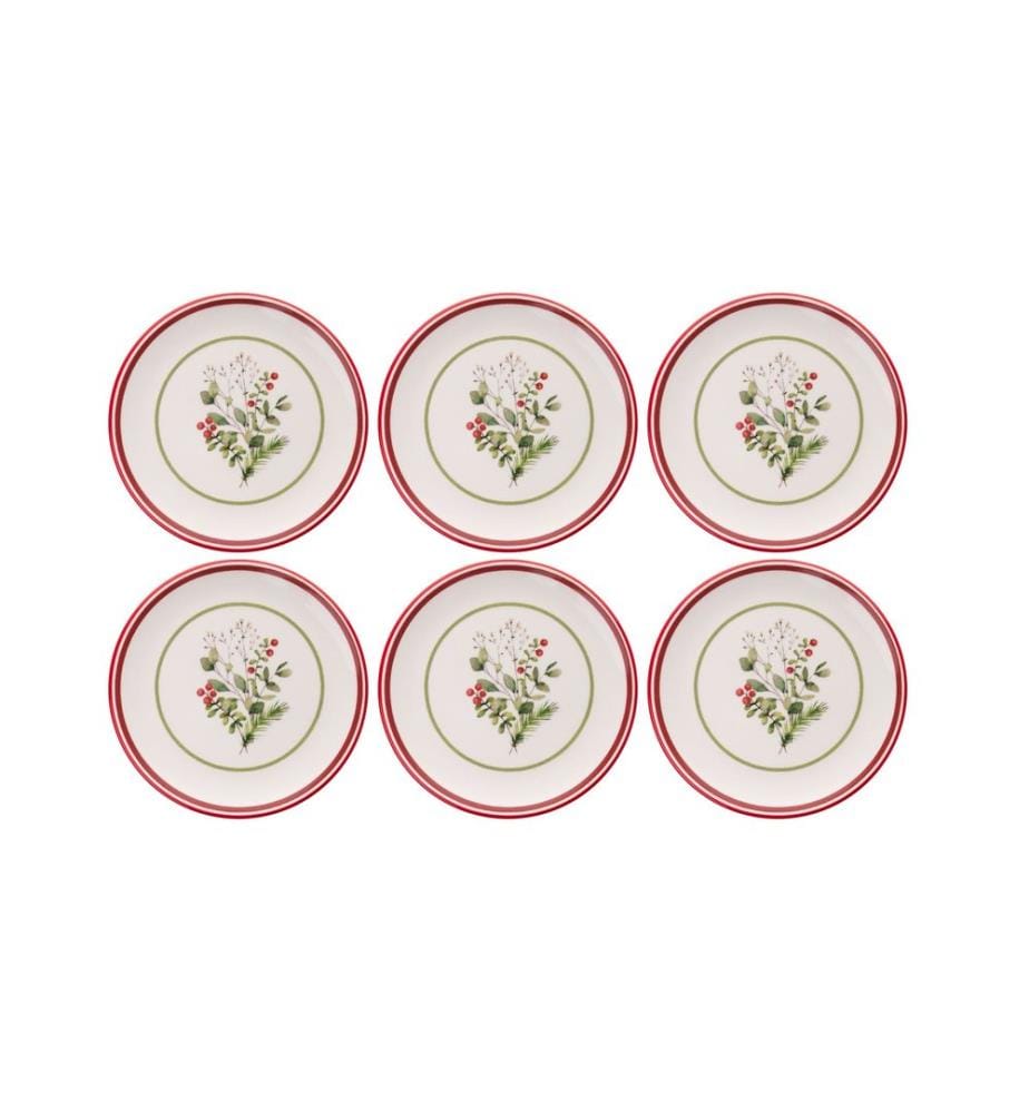 Dessert Plate Set, 6 Pieces, Multicolor, 100% CERAMIC