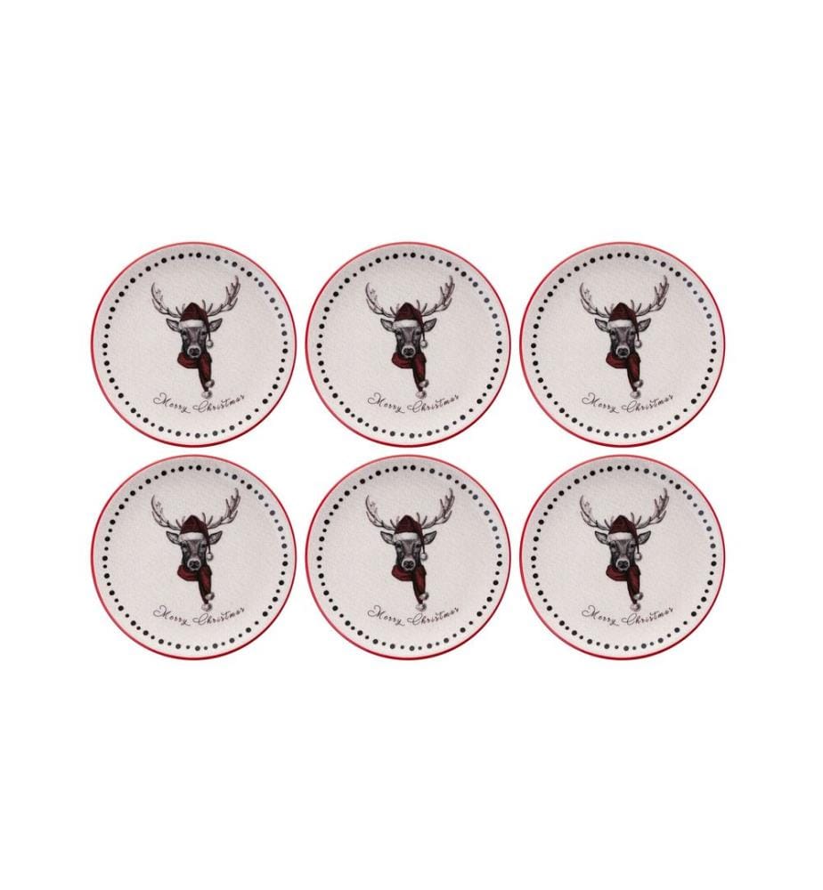 Dessert Plate Set, 6 Pieces, Multicolor, 100% CERAMIC