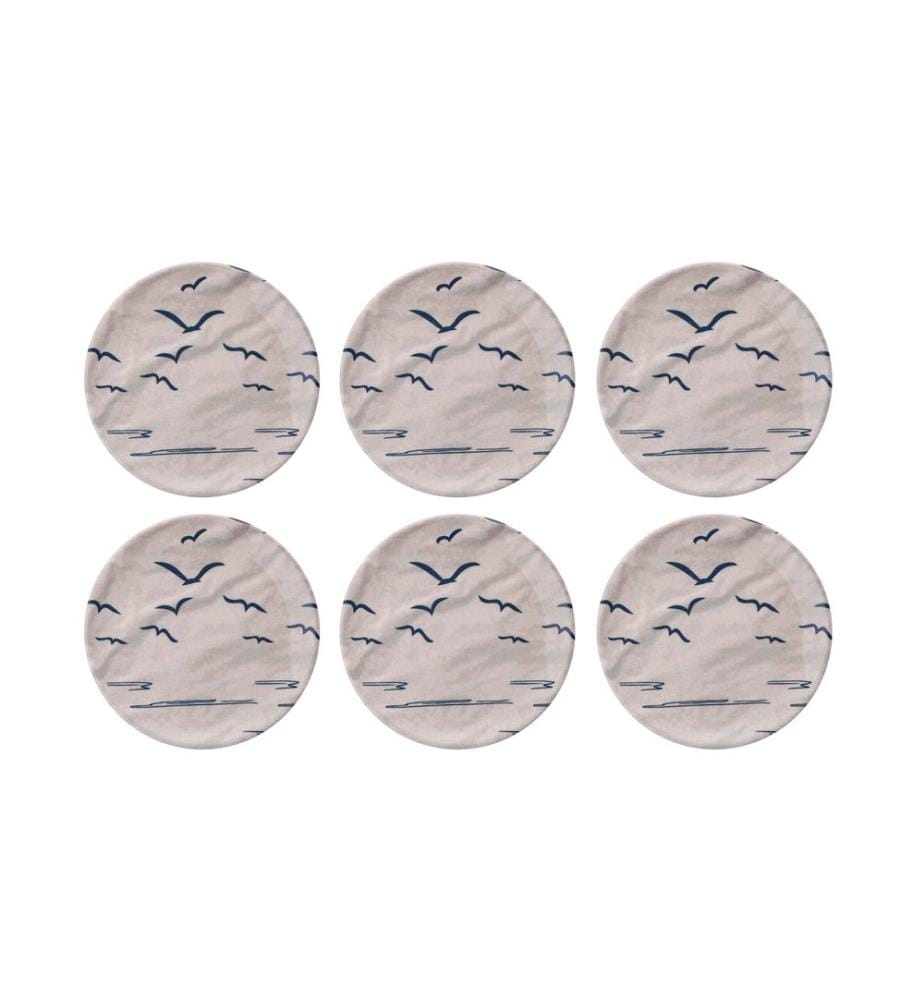 Dessert Plate Set, 6 Pieces, Dark Blue, 100% CERAMIC