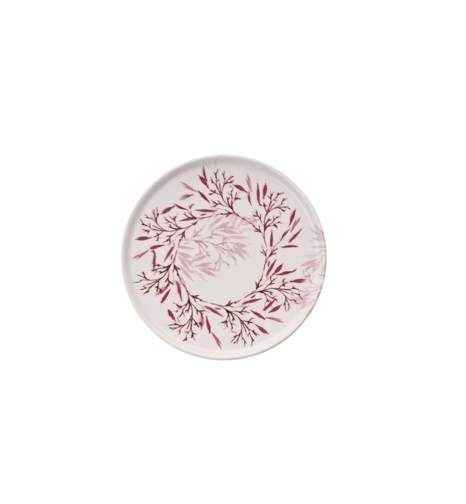 Dessert Plate Set, 6 Pieces, Red, White, 100% CERAMIC
