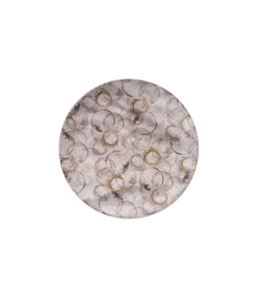 Service Plate Set, 6 Pieces, Beige, Black, 100% CERAMIC