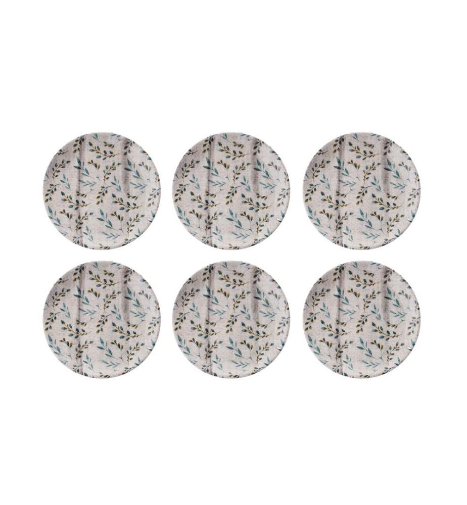 Service Plate Set, 6 Pieces, Multicolor, 100% CERAMIC