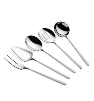 Service Set, 5 Pieces, Silver, White, 100% STAINLESS STEEL