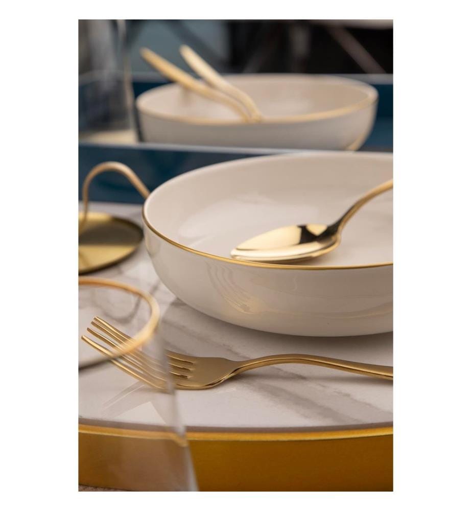 Bowl Set, 2 Pieces, Gold, 100% PORCELAIN
