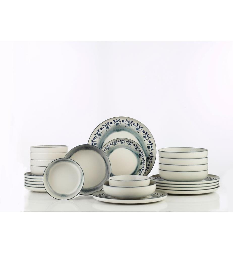 Dinner Set, 24 Pieces, Blue, 100% PORCELAIN