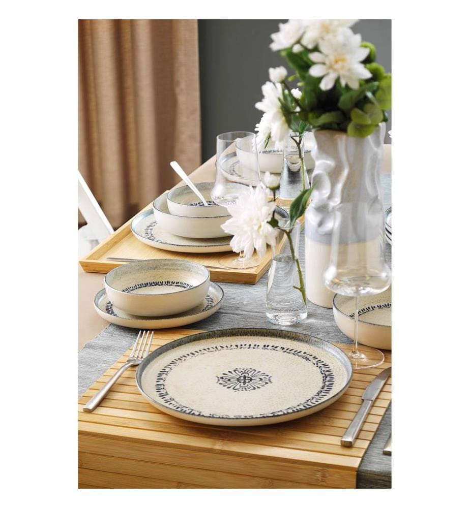 Dinner Set, 24 Pieces, Blue, 100% PORCELAIN