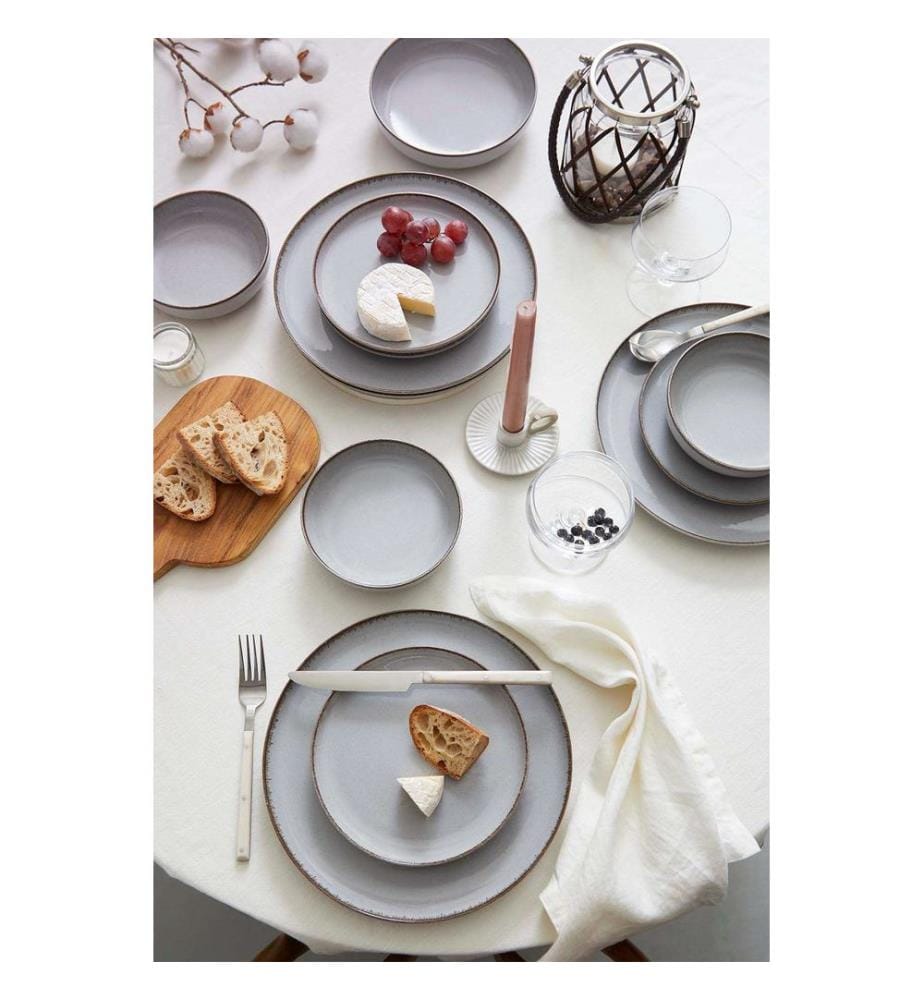 Dinner Set, 24 Pieces, Grey, 100% PORCELAIN