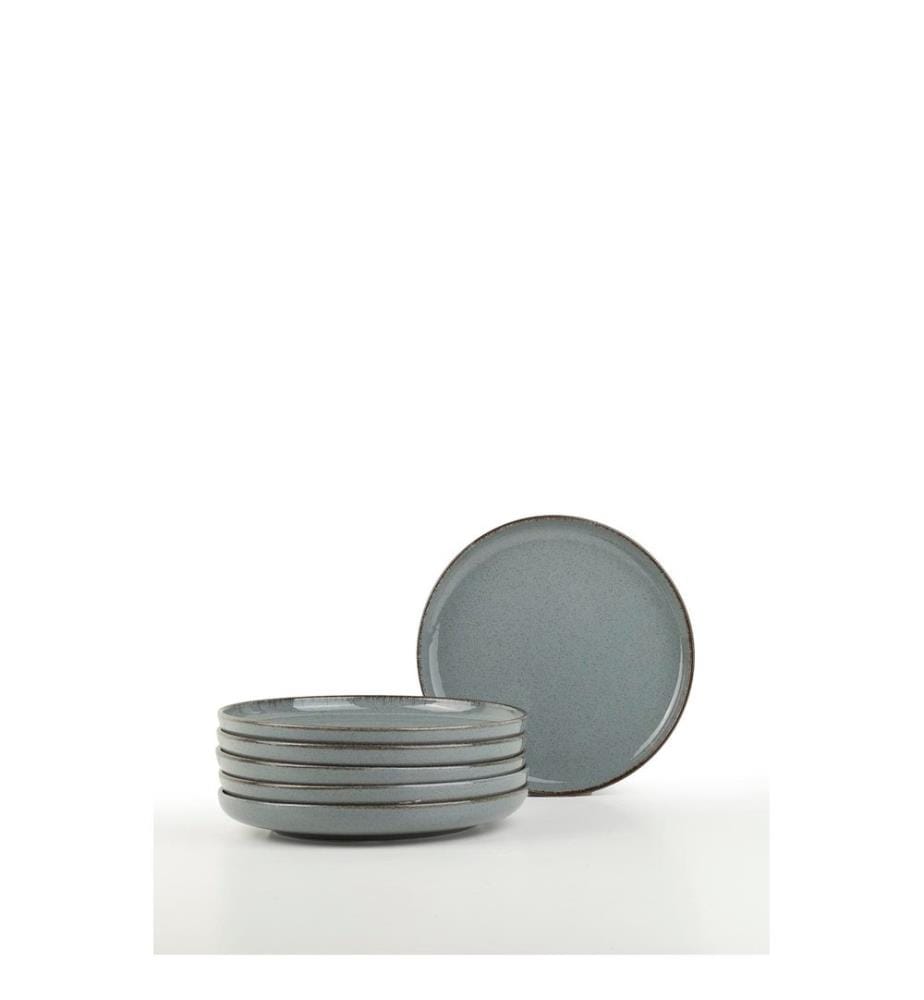 Dessert Plate Set, 6 Pieces, Grey, 100% PORCELAIN