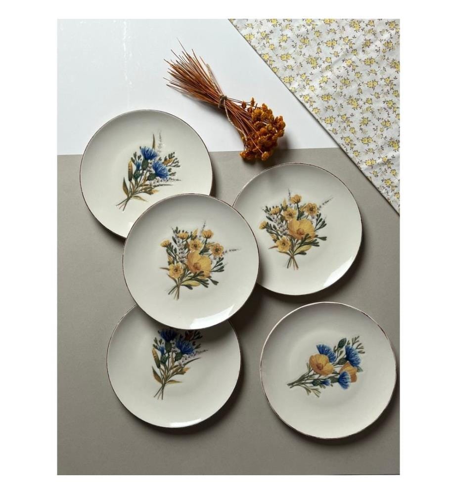 Dessert Plate Set, 6 Pieces, Multicolor, 100% PORCELAIN