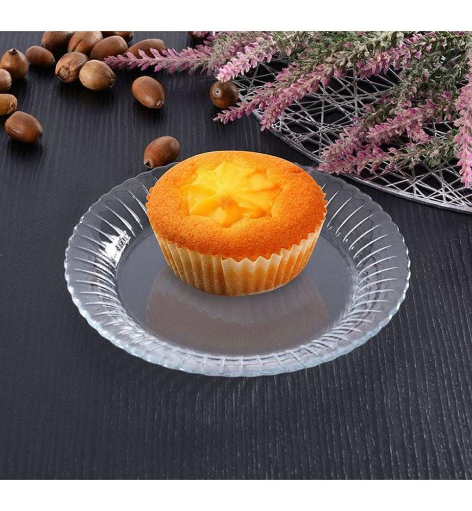 Glasteller-Set, 6-teilig, transparent, 100 % Glas