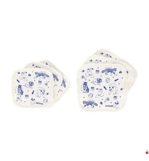 6er-Set Waschbarer Tücher  - Weiss und Blau