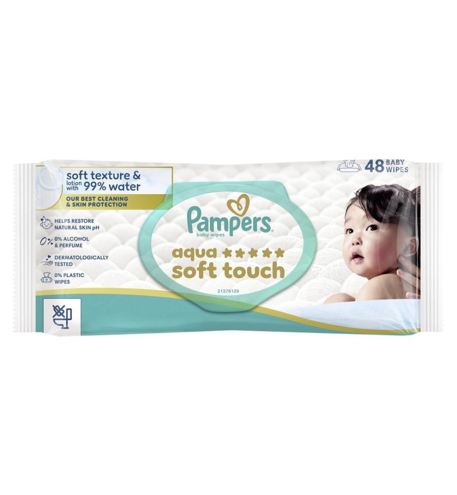 Aqua Soft Touch Tücher - 1 Packung mit 48 Tüchern