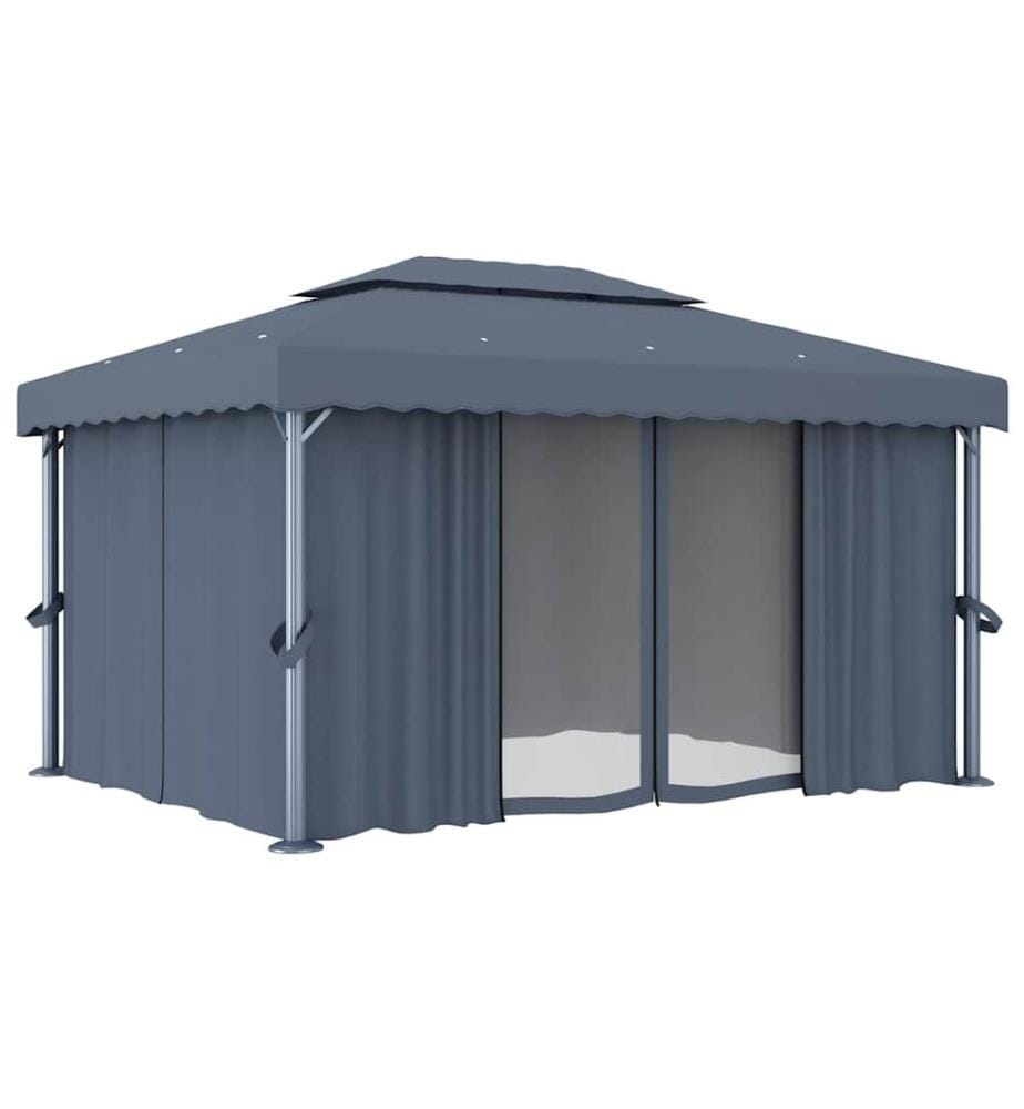 Pavillon mit Vorhang 4x3 m Anthrazit Aluminium