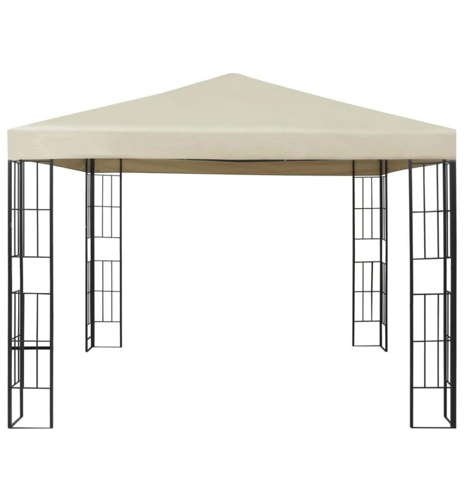 Pavillon mit LED-Lichterkette 3x3 m Cremeweiss