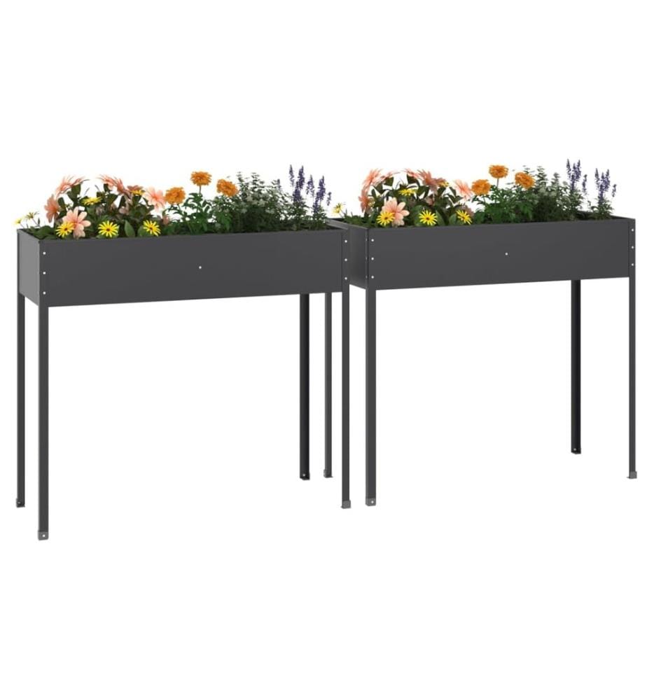 Jardinières 2 pcs Anthracite Acier galvanisé