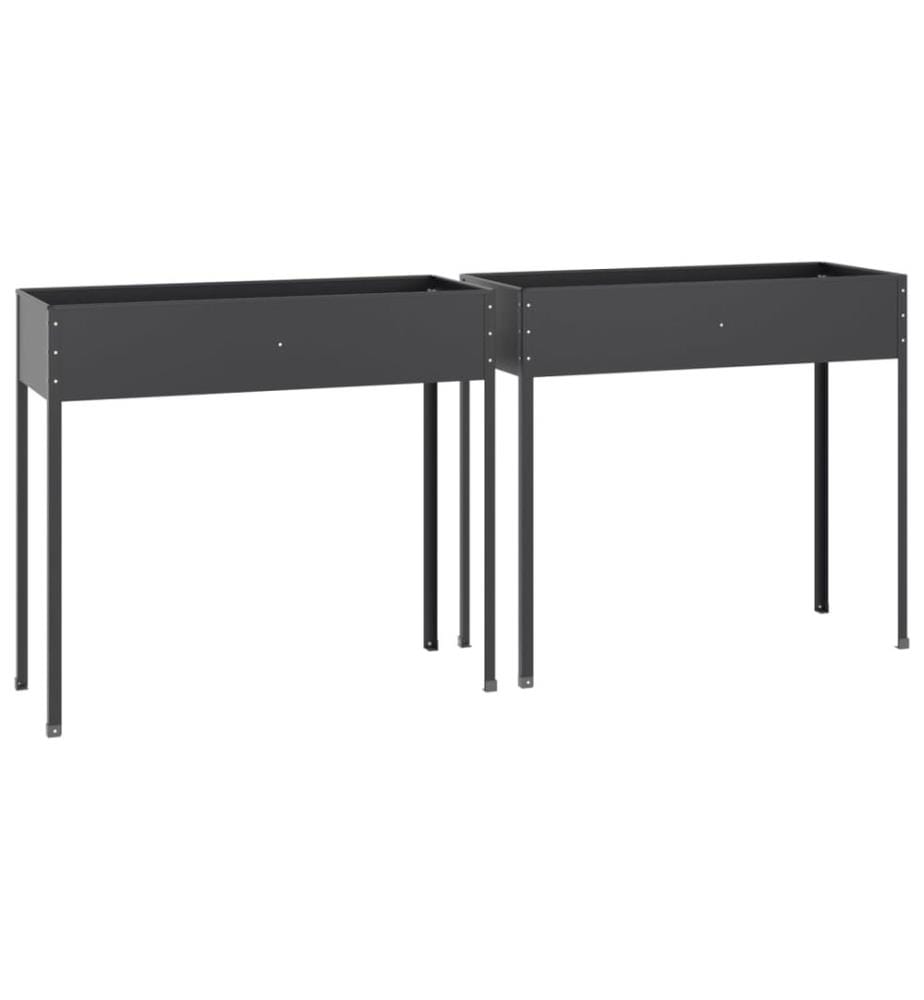 Jardinières 2 pcs Anthracite Acier galvanisé