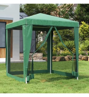 Partyzelt mit 4 Mesh-Seitenwänden Grün 2x2 m HDPE