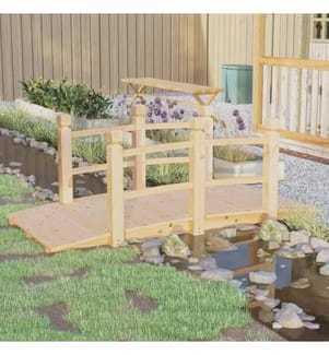 Gartenbrücke mit Geländer 150x67x56 cm Massivholz Fichte