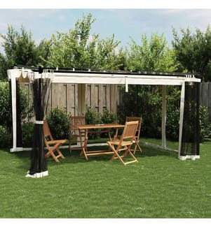 Pavillon mit Netzwänden Creme 4x3 m Stahl