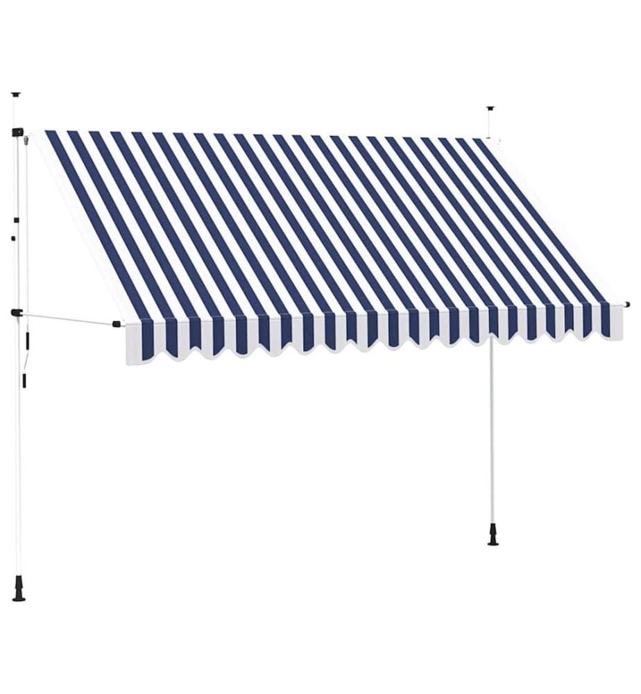 Auvent rétractable manuel 350 cm Rayures bleues et blanches