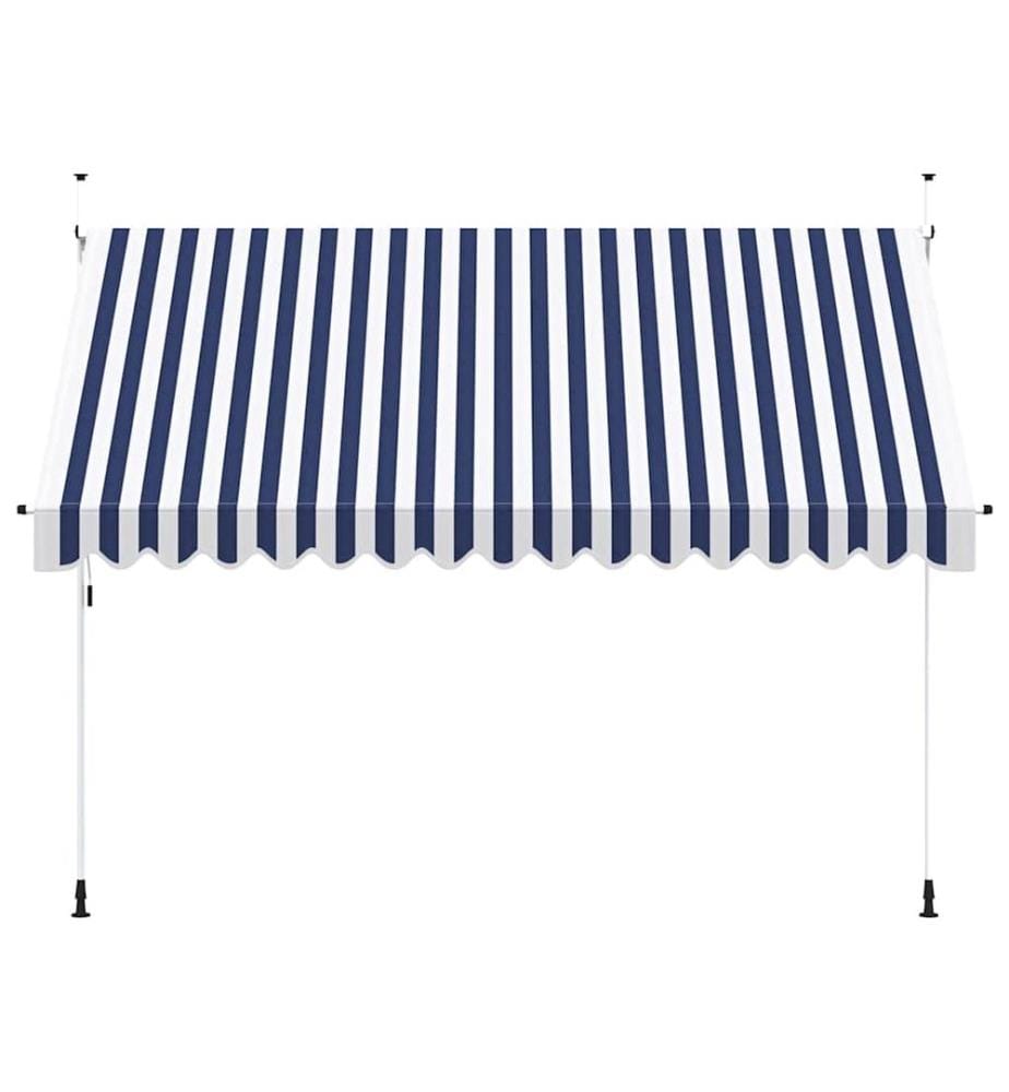 Auvent rétractable manuel 350 cm Rayures bleues et blanches