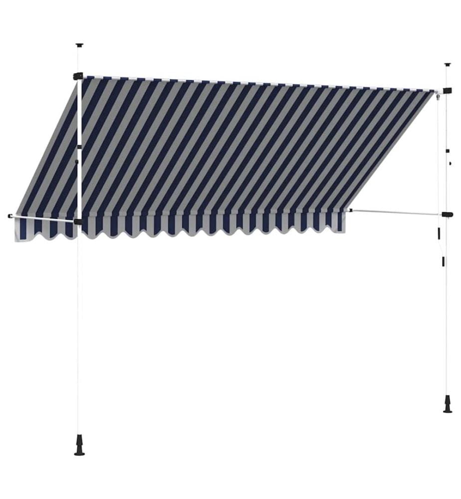 Auvent rétractable manuel 350 cm Rayures bleues et blanches