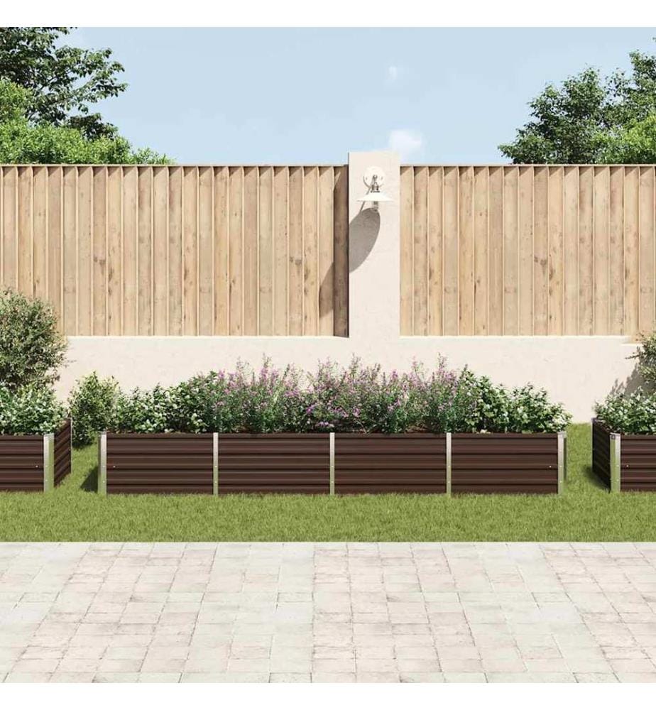 Lit surélevé de jardin Marron 320x80x45 cm Acier galvanisé