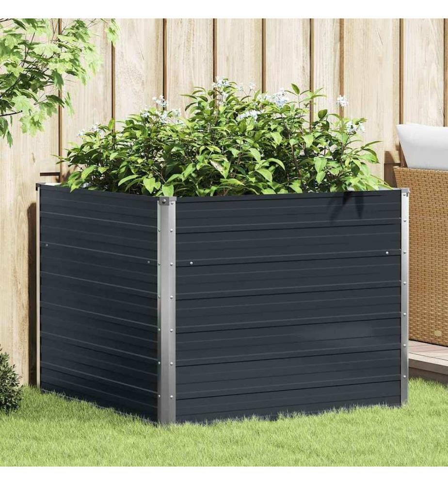 Jardinière surélevée Anthracite 100x100x77 cm Acier galvanisé